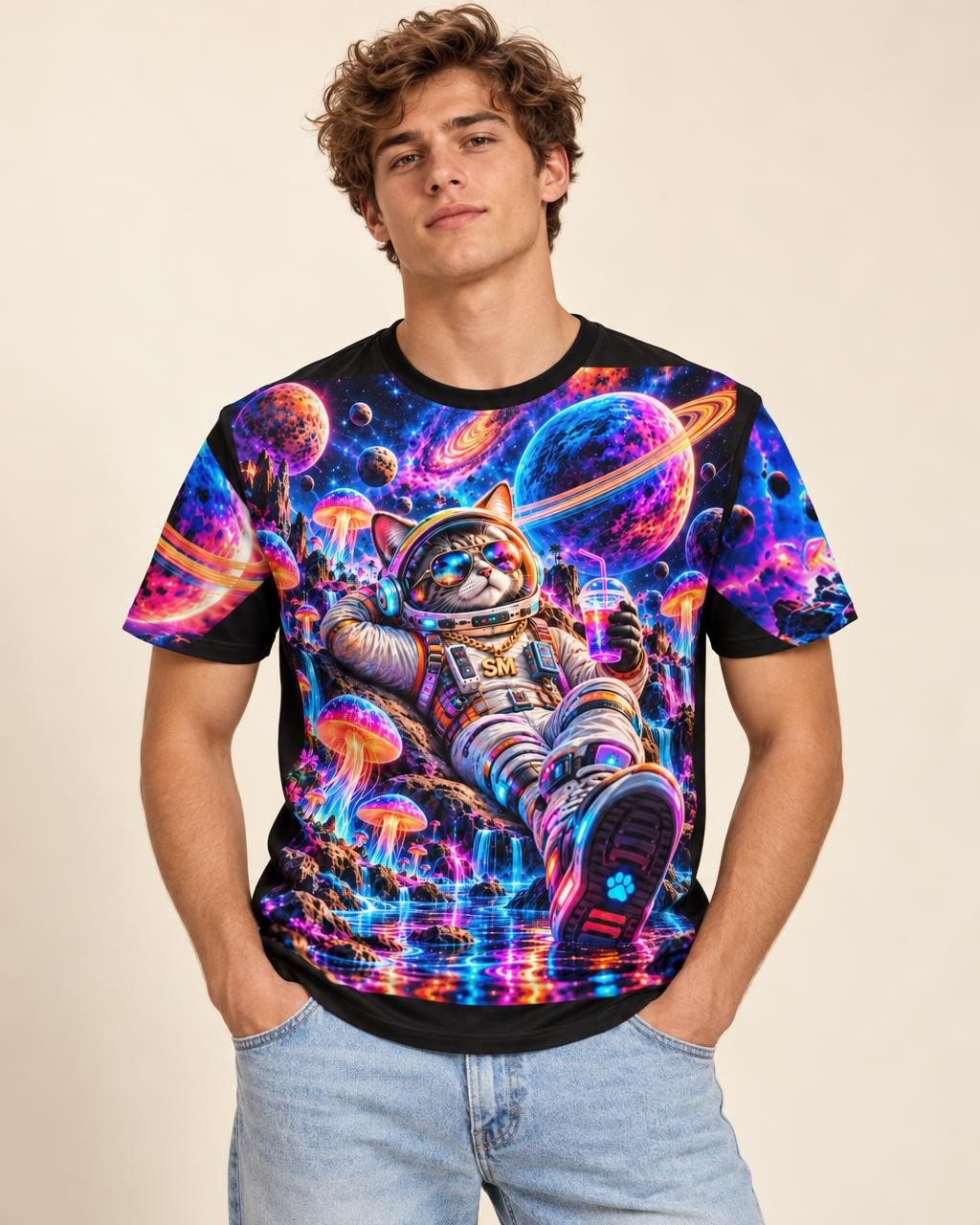 Cosmic Kitty — Lost in the Sauce | Full-Impact Edition graphic T-shirt