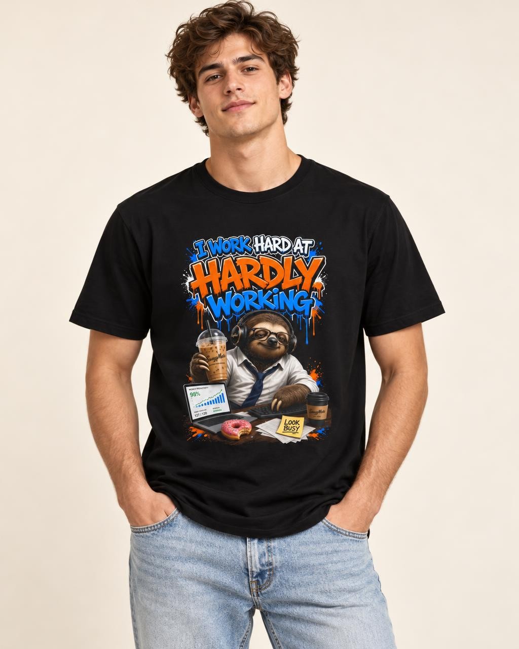 I Work Hard at Hardly Working | Funny Graphic T-Shirt graphic T-shirt